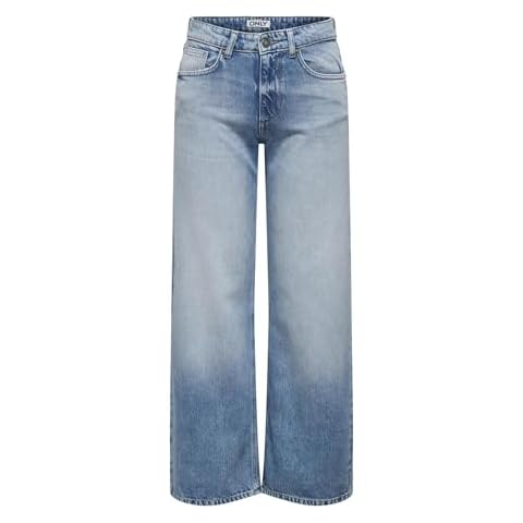 ONLY Women's Light Medium Blue Wide Leg Jeans Cover