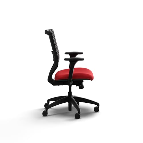 Image of HON Solve Office Chair, Ergonomic Office Chair Mesh Back Support, Adjustable Lumbar Support, Height Adjustable Arms, Black Frame, Ruby