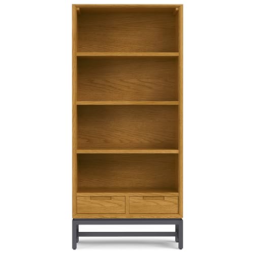 SIMPLIHOME Banting Desk and Bookcase Bundle - 72 inch Wide Solid Wood Desk with Drawers and 30 inch Wide 4-Shelf Bookcase in Oak, Modern Industrial Home Office Furniture (Set of 2) by SIMPLIHOME - Image 6