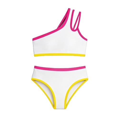Bañador bikini de niña con tejido de alta elasticidad y corte moderno de un hombro