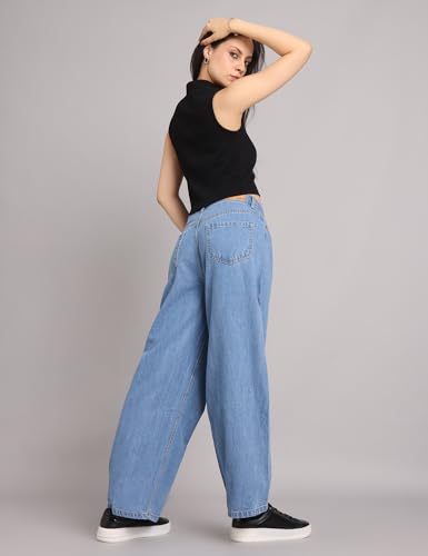 Image of INKD Women's Baggy Fit Jeans - Mid-Rise | 100% Cotton | Jeans for Women (Available in Plus Sizes)