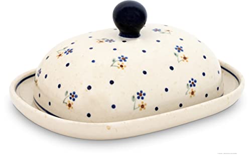Original Bunzlauer Butterdose oval für 1 Stück Butter (250 Gramm) im Dekor 111