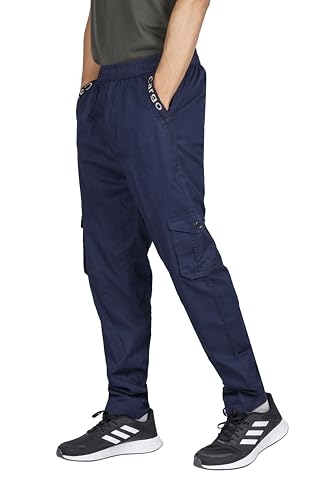 Image of KARTAVYA Cotton Cargo Track Pant for Men, Men's Regular Fit Track Pants Lower with Multi-Pockets & Side Pockets, Regular Fit for Men Track, Pajama for Men