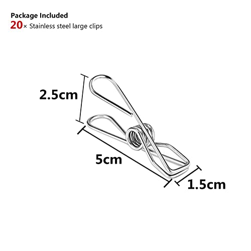 Image of FDSHIP Stainless Steel (Set of 20) Multipurpose Sturdy Clothes Hanging Clips, Clothes Drying Clips, Clothes Pegs, Clothespin,Rust Proof (Small)