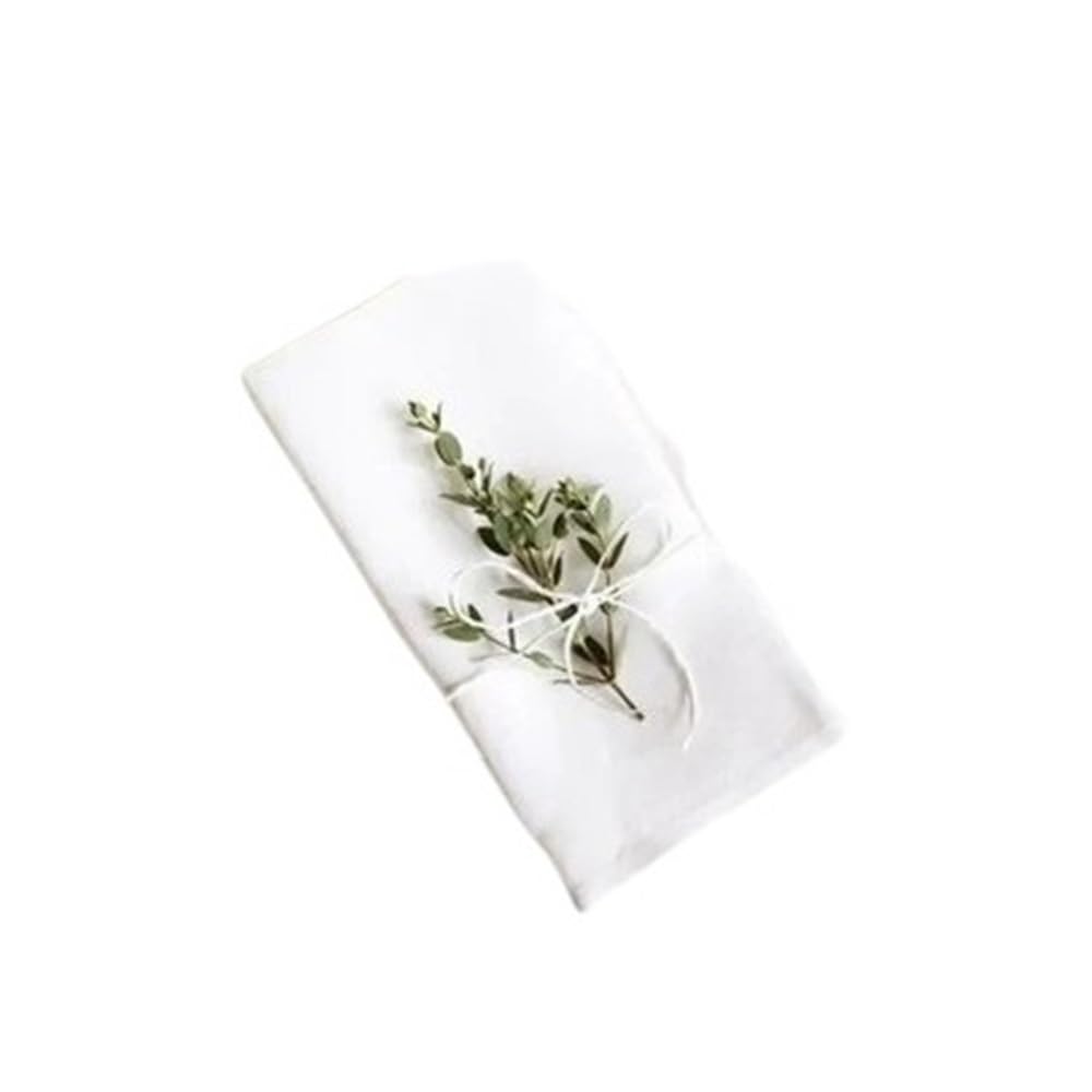 12 Uds. Servilletas de Tela Lino, 28x28/40x4 0/45x4 5/50x50cm, servilletas Mesa Lino/Blancas, servilleta for Fiesta Boda(White,28x28cm)