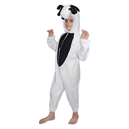 Image of Kaku Fancy Dresses Sheep Farm Animal Costume for Kids - White & Black, 3-4 Years | Animal Fancy Dress for Boys & Girls