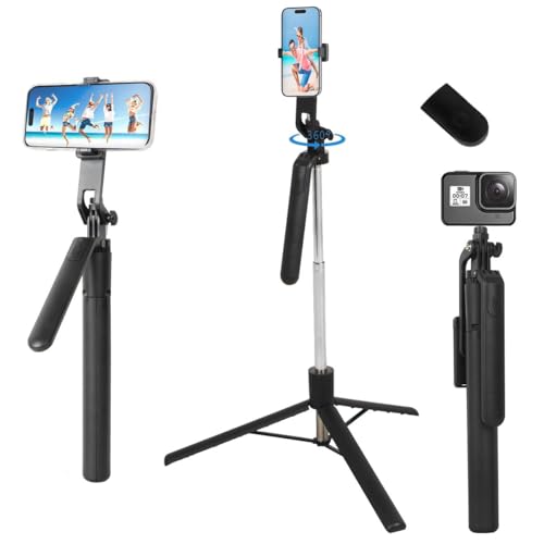 Image of All in one 170 cm Bluetooth Selfie Stick with Tripod Stand | Foldable & Extendable | Wireless Remote | Lightweight Portable Selfie Stick for Android & iPhone | Vlogging, Travel, Video Shooting