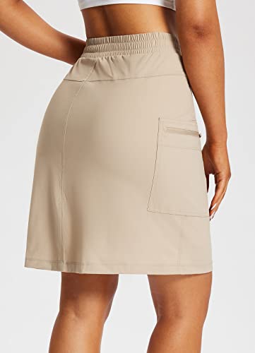 Baleaf Women's Skorts Skirts Hiking Cargo Skorts Pockets 19" Knee Length Long Athletic Quick Dry Skirts Upf 50 Khaki M #TOP1