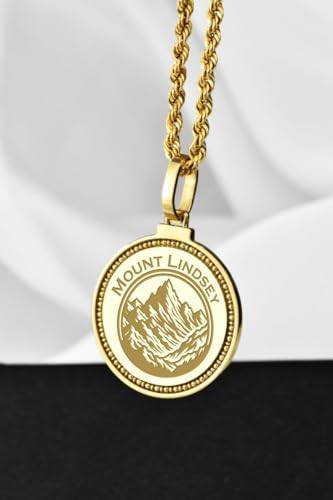 Mount Lindsey Engraved Pendant Necklace - 14K Gold Plated 925 Sterling Silver Round Medallion With 18 Inch Cable Chain. 28mm Pendant for Men & Women |GH_PENK_2360 image 5