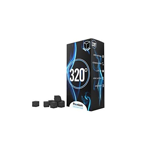 320° 4kg Carbone Naturale di Noce di Cocco (25mm Cubes) per Barbecue e Narghilè, Shisha, 4 kg