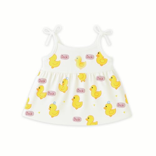 Image of Kidbea Cotton Baby Dress for Girls | Soft Sleeveless Summer Dress for Girl | Cute Printed Newborn Baby Muslin Frocks with Tie-Up Closure