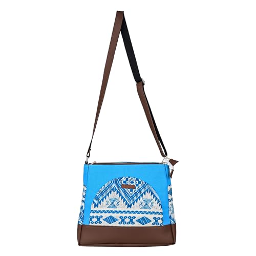 Image of ENSAC Women's Premium Cotton /Full Sling Shoulder Bag | Ladies Purse Handbag | Special & Luxury Gift (SLING-U LEAF-DARK BROWN)
