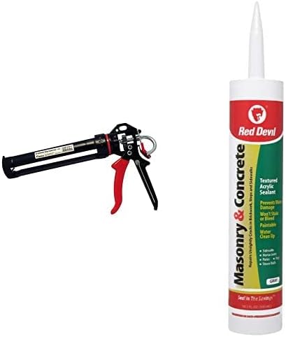 Red Devil 3989 9" Extreme Duty Caulk Gun - Thrust Ratio 26:1 & 0646 Masonry and Concrete Acrylic Sealant, Gray