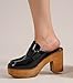 BEAST FASHION Women's Black Wooden Platform Clogs, Size 6.5, Closed Toe Mules, Slip-On, Modern Style, Casual Wear, Party Occasions