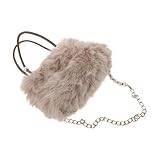Ciieeo Bolso Bandolera Peludo Pequeño para Mujer Bolso de Hombro Cuadrado en Color Marrón Oscuro Material de Felpa Sintética Suave con Asa de Perlas y Diseño de Mano y Cruzado Adecuado