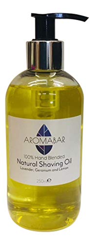 Natural Shaving Oil 250ml Lavender, Geranium & Lemon Pre Shave Oil 100% Pure with Pump Dispenser or Use as a Post Shave Moisturiser Unisex