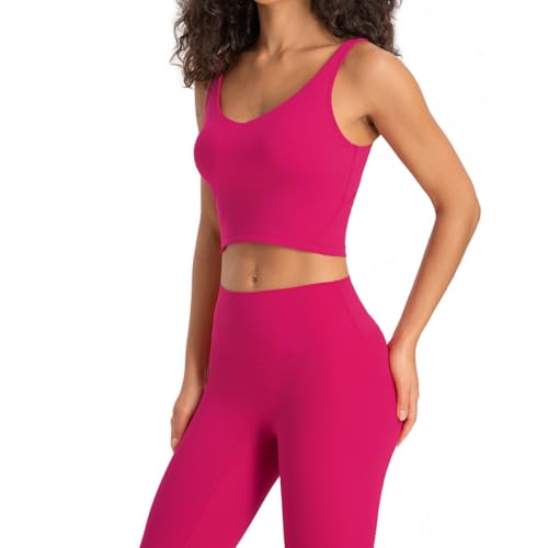 Image of Lemedy Women Sports Bra Longline Crop Tank Top Padded Workout Running Yoga