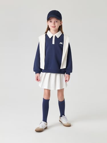 marc & janie Boys Girls Preppy Style Polo Sweatshirts Kids Long Sleeve Loose Soft Tops 2402654