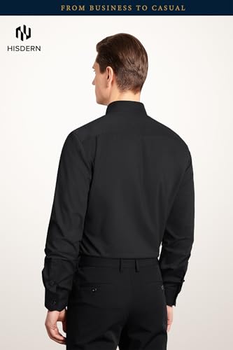Image of HISDERN Mens Dress Shirts Long Sleeve Button Down Casual Shirts for Men Inner Contrast Formal Business Tuxedo Wedding Shirt