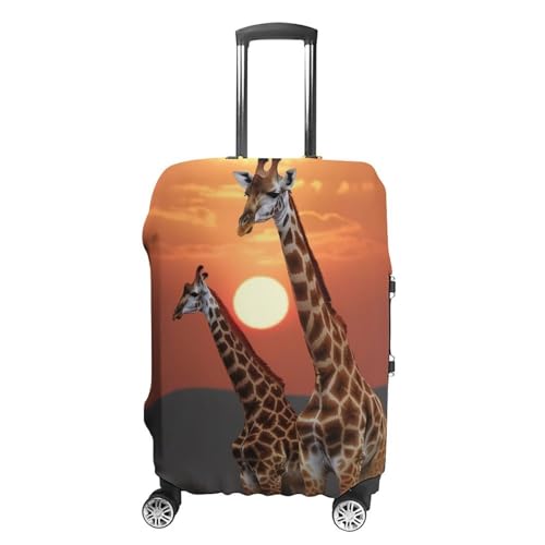 Giraffe At Sunset Luggage Cover, Washable Elastic Suitcase Cover Protector Fit 18-32 Inch Luggage