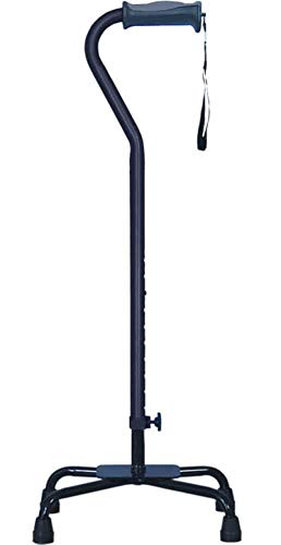 Hugo Mobility Adjustable Quad Cane for Right or Left Hand Use, Ebony, Large