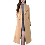 Abrigo para mujer, color sólido, cálido, con bolsillos, rompevientos para mujer, holgada, otoño e invierno, Caqui9., XL