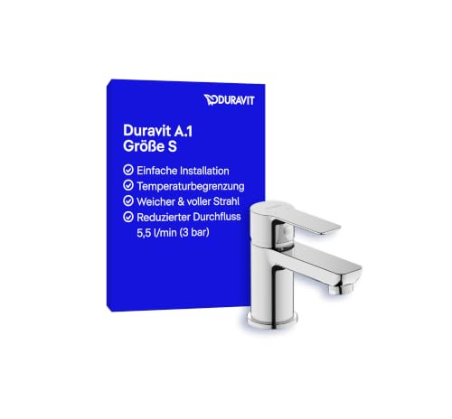 Duravit A.1 Waschtischarmatur, Größe S (Auslauf Höhe 67 mm), Wasserhahn Bad, Waschbecken Armatur, Chrom