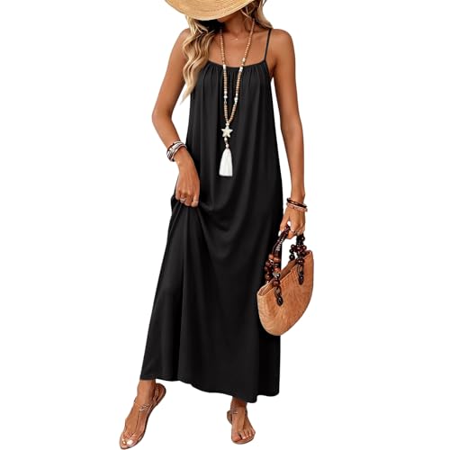 Robe ete femme bretelles reglables col carre robe longue fluide souple boheme