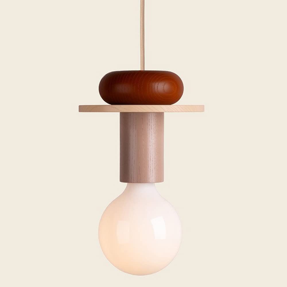 DONHEK Modern Wood Pendant Lighting Industrial Hanging Mini Light Fixture Wood Pendant Lamp for Kitchen Island, Dining Room, Barn, Bar, Hallway Mini Hanging Lamps Star of Light