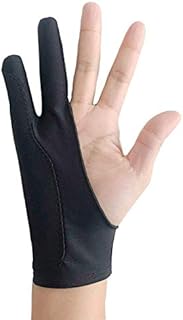 Free Size Black Tablet Drawing Anti-fouling Glove Artist Two Finger Glove for Graphic Tablet, Art Creation and iPad Pro Pencil Fit for Right Hand or Left Hand
