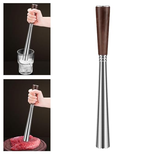 Cocktail muddler de acero inoxidable con mango de madera para mezclar frutas 8