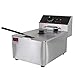 Deep Fryer Freidora Eléctrica 12L 5000W Freidora Industrial Acero Inoxidable para Patatas Fritas Commercial (6L + 6L Tanque con Accesorios)
