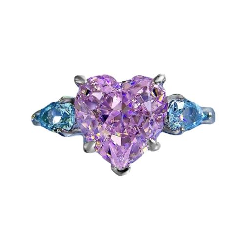 Bague argent S925 femme et zircons roses cœur pour vos soirées chic