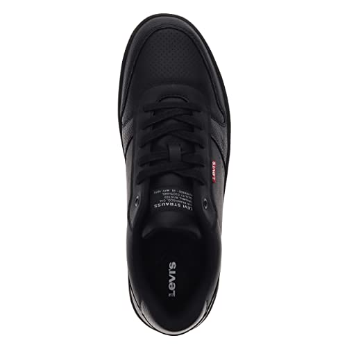 Levi's Mens Drive Lo Synthetic Leather Casual Lace Up Sneaker Shoe, Black/Gum, 9.5 M2