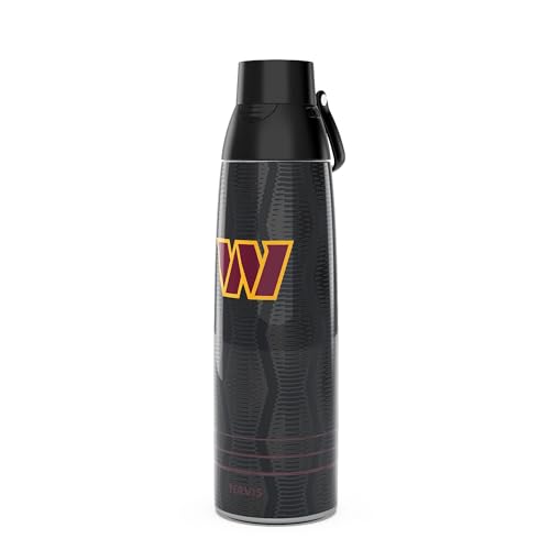 Tervis Venture Water Bottle NFL® Washington - Full Speed Triple Insulated Tumbler Travel Cup Keeps Drinks Cold & Hot, 36oz, Stainless Steel