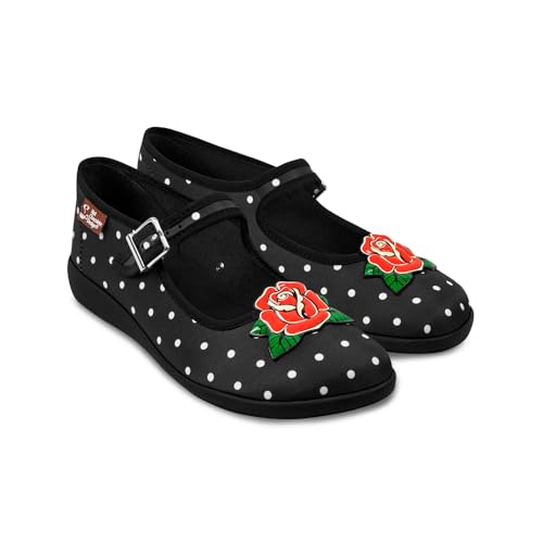 Image of Hot Chocolate Design Women's Mary Jane Flat Shoes - Mary Jane Flat Dress Shoes with Non-Marking Rubber Sole Adjustable Buckle-Strap, Adjustable Buckle-Strap and Cushioned Inner Sole with Arch Support