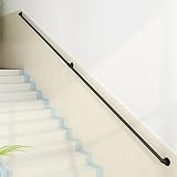 Lanmmraifc Handlauf für Wandtreppen, Industrierohr, Geländer, rutschfeste Treppen, Geländer, schmiedeeiserne Handläufe für Stufen – Veranda-Deck-Handlauf, Mattschwarz (Size : 1.2m)