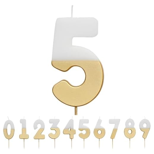 Talking Tables Vela Número 5 Blanca y Dorada para Tartas | Decoración para tartas de primera calidad | Para niños, adultos, 50 cumpleaños, aniversario, hito