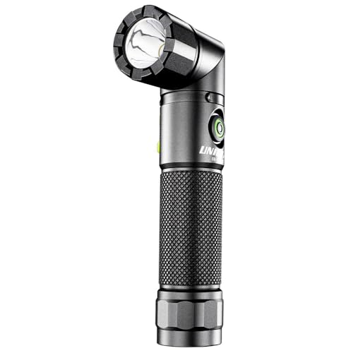 Image of Unilite LED Right Angle Flashlight, Black, USB Rechargeable, Aluminum, 1200lm, 18650 Battery Included, 16.1x3x2.7cm, 180m