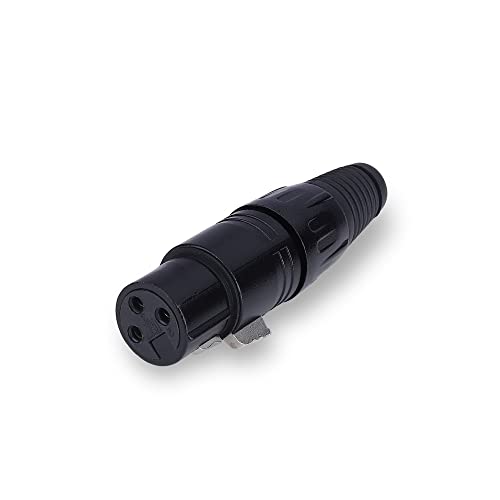 Image of MX 3 Pin XLR connector Microphone Connector pin Pure Copper Nickel Plated Pins1 for High Conductivity microphone cable connector PERENT (3 PIN BLACK COATED, Pack of 2, Female Connector)