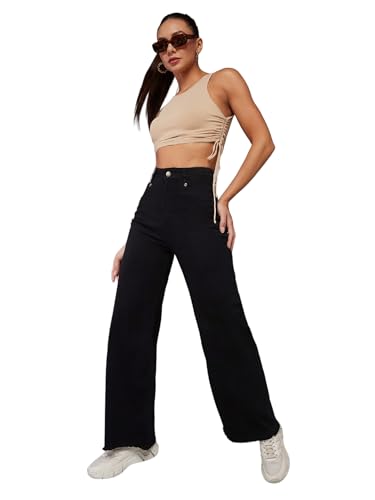 Image of Dolce Crudo Women's High Rise Clean Look Regular Length Stretchable Wide Leg Denim Jeans