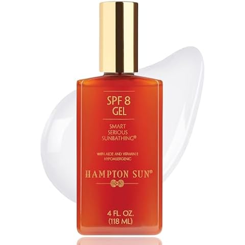 Hampton Sun SPF 8 Classic Sun Gel, Ultra-Hydrating Luxury Sunbathing Gel, Walnut Oil for Deep, Rich, Long Lasting Tan, Anti-Aging with Jojoba Oil, Vitamin E + Aloe Vera, Silky, Lightweight Finish Cover
