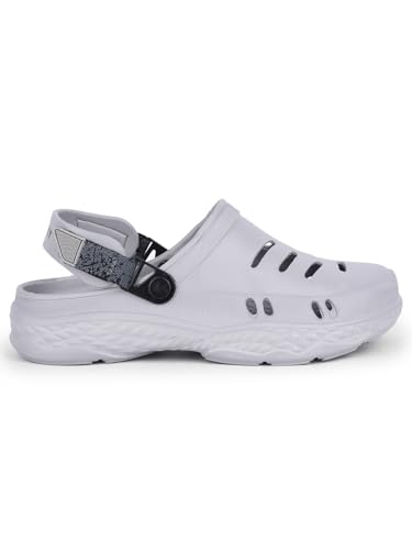 Image of Liberty A-HA BEACHRIDE Clogs for Men, Light Grey, Black & Dark Green | Casual Slip-On Slingback Clog for Walking & Outdoor Use | Solid Pattern, Trendy Stylish Fashionable Sandals with Lightweight