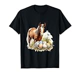 Bay Horse with Painted Eggs Country Farm Style