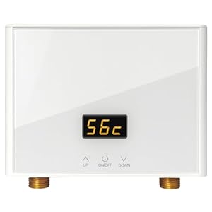 Memows Mini Durchlauferhitzer 3kW für Handwaschbecken, 220V Elektrische Durchlauferhitzer Klein mit LED-Temperaturanzeige, Durchlauferhitzer Küche Druckfest Kleindurchlauferhitzer mit Stecker