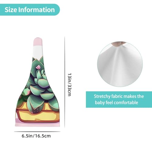 Newborn Baby Hat, Cartoon Succulents Print Soft Top Knot Beanie Cap, Cute Baby Headwear for 0-6 Months Black4