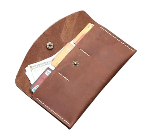 Handmade Leather Wallet with Card Slots, Coin Pocket, Large Capacity Long Envelope Wallet Tan Brown