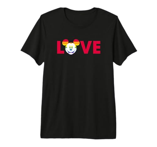 T-shirt Disney Mickey Mouse Face Pride Love en coton premium pour adulte