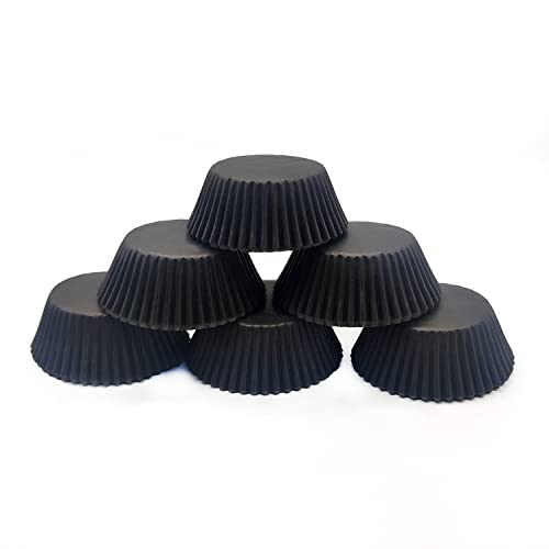 Image of Standard Baking Cups, Classic Black Greaseproof Festive Cupcake Liners, 150-count
