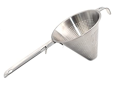 Colador chino de cocina cónica, pasador de salsa filtración, tamiz escurridor profundo de acero inoxidable (diámetro 13,5 cm)